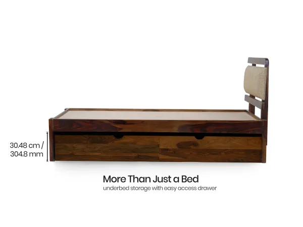 Belle Solid Wood Single Bed with Storage